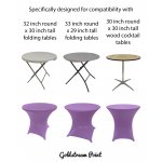 Spandex Cocktail Tablecloth Round 32 x 30 Compatible Tables Light Purple