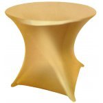 Spandex Cocktail Tablecloth Round 32 x 30 on 33 x 29 Folding Table - Metallic Gold