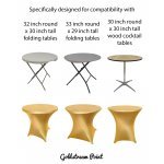 Spandex Cocktail Tablecloth Round 32 x 30 Compatible Tables Metallic Gold