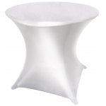 Spandex Cocktail Tablecloth Round 32 x 30 on 33 x 29 Folding Table - Metallic Silver