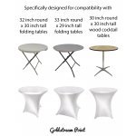 Spandex Cocktail Tablecloth Round 32 x 30 Compatible Tables Metallic Silver