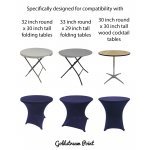 Spandex Cocktail Tablecloth Round 32 x 30 Compatible Tables Navy Blue