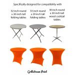 Spandex Cocktail Tablecloth Round 32 x 30 Compatible Tables Orange