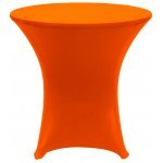 Spandex Cocktail Tablecloth Round 32 x 30 on 30 x 30 Wood Table - Orange