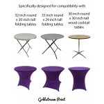 Spandex Cocktail Tablecloth Round 32 x 30 Compatible Tables Purple