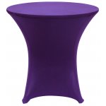 Spandex Cocktail Tablecloth Round 32 x 30 on 30 x 30 Wood Table - Purple