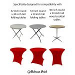 Spandex Cocktail Tablecloth Round 32 x 30 Compatible Tables Red