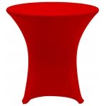 Spandex Cocktail Tablecloth Round 32 x 30 on 30 x 30 Wood Table - Red