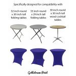 Spandex Cocktail Tablecloth Round 32 x 30 Compatible Tables Royal Blue