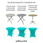 Spandex Cocktail Tablecloth Round 32 x 30 Compatible Tables Turquoise