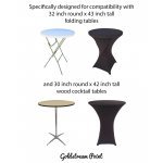 Spandex Cocktail Tablecloth Round 32 x 43 Compatible Tables Black