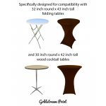 Spandex Cocktail Tablecloth Round 32 x 43 Compatible Tables Brown