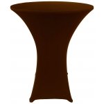 Spandex Cocktail Tablecloth Round 32 x 43 on 30 x 42 Wood Table Brown