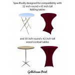 Spandex Cocktail Tablecloth Round 32 x 43 Compatible Table Burgundy