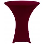 Spandex Cocktail Tablecloth Round 32 x 43 on 30 x 42 Wood Table Burgundy