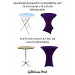 Spandex Cocktail Tablecloth Round 32 x 43 Compatible Tables Dark Purple