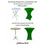 Spandex Cocktail Tablecloth Round 32 x 43 Compatible Tables Emerald Green