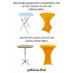 Spandex Cocktail Tablecloth Round 32 x 43 Compatible Tables Golden Yellow