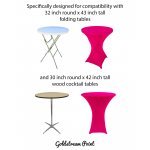 Spandex Cocktail Tablecloth Round 32 x 43 Compatible Tables Hot Pink