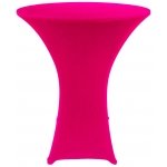 Spandex Cocktail Tablecloth Round 32 x 43 on 30 x 42 Wood Table Hot Pink