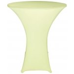 Spandex Cocktail Tablecloth Round 32 x 43 on 30 x 42 Wood Table Ivory