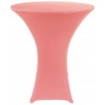 Spandex Cocktail Tablecloth Round 32 x 43 on 30 x 42 Wood Table Light Pink