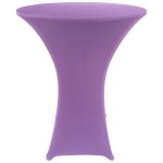 Spandex Cocktail Tablecloth Round 32 x 43 on 30 x 42 Wood Table Light Purple