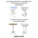 Spandex Cocktail Tablecloth Round 32 x 43 Compatible Tables Metallic Silver