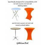 Spandex Cocktail Tablecloth Round 32 x 43 Compatible Tables Orange