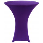 Spandex Cocktail Tablecloth Round 32 x 43 on 30 x 42 Wood Table Purple