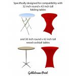 Spandex Cocktail Tablecloth Round 32 x 43 Compatible Tables Red