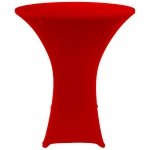 Spandex Cocktail Tablecloth Round 32 x 43 on 30 x 42 Wood Table Red