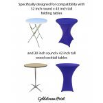 Spandex Cocktail Tablecloth Round 32 x 43 Compatible Tables Royal Blue