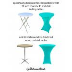 Spandex Cocktail Tablecloth Round 32 x 43 Compatible Tables Turquoise