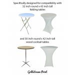 Spandex Cocktail Tablecloth Round 32 x 43 Compatible Tables White