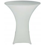 Spandex Cocktail Tablecloth Round 32 x 43 on 30 x 42 Wood Table White
