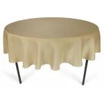 Burlap Polyester Faux Jute Tablecloth 120 Round Partial Drop Natural Brown
