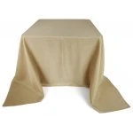 Burlap Polyester Faux Jute Tablecloth 60 x 60 Full Drape Side Natural Brown