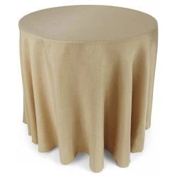 Burlap Polyester Faux Jute Tablecloth 72 Round Natural Brown