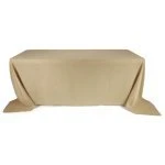 Burlap Polyester Faux Jute Tablecloth 90 x 156 Full Drape Side Natural Brown