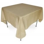 90 x 90 Polyester Burlap Tablecloth Partial Drop Corner - Natural Brown Burlap Polyester Faux Jute Tablecloth 90 x 90 Partial Drop Corner Natural Brown