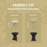 Spandex Cocktail Tablecloth 24 x 30 Round Fit Black