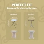 Spandex Cocktail Tablecloth 24 x 30 Round Fit Grey