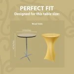 Spandex Cocktail Tablecloth 24 x 42 Round Fit Metallic Gold