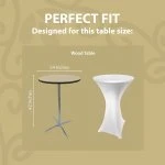 Spandex Cocktail Tablecloth 24 x 42 Round Fit Metallic Silver
