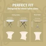 Spandex Cocktail Tablecloth 32 x 30 Round Fit Ivory