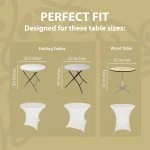 Spandex Cocktail Tablecloth 32 x 30 Round Fit White