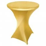 Spandex Cocktail Tablecloth 32 x 43 Round Metallic Gold