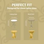 Spandex Cocktail Tablecloth 32 x 43 Round Fit Metallic Gold