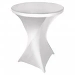 Spandex Cocktail Tablecloth 32 x 43 Round Metallic Silver
